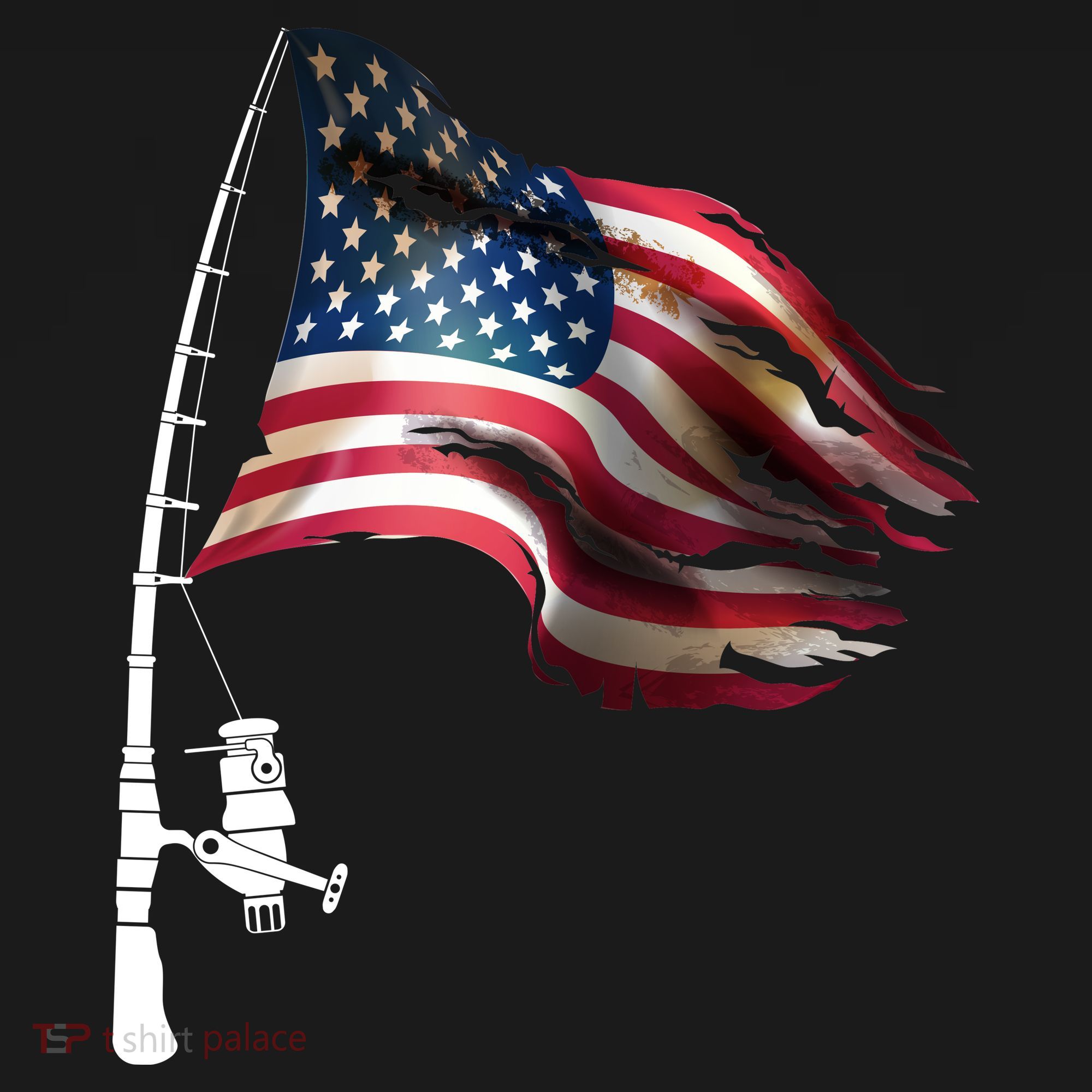 American USA Flag Fishing Pole Women's Hoodie