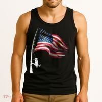 American USA Flag Fishing Pole Tank Top thumb 3