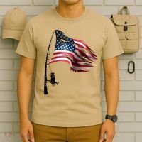 American USA Flag Fishing Pole T-Shirt thumb 6