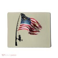 American USA Flag Fishing Pole Mousepad thumb 0