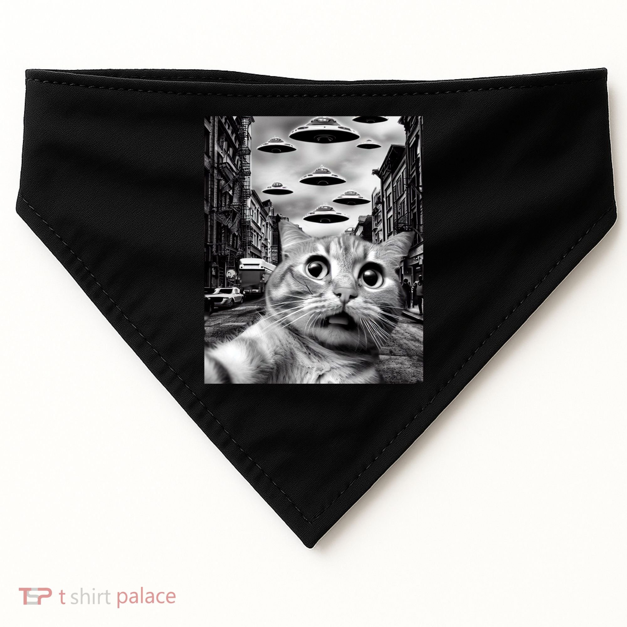 Alien UFO Funny Cat Selfie USA-Made Doggie Bandana