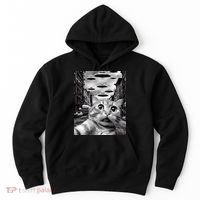 Alien UFO Funny Cat Selfie Hoodie thumb 0