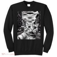 Alien UFO Funny Cat Selfie Sweatshirt thumb 0