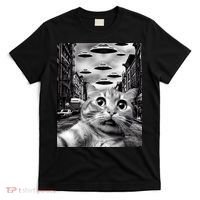 Alien UFO Funny Cat Selfie T-Shirt thumb 0