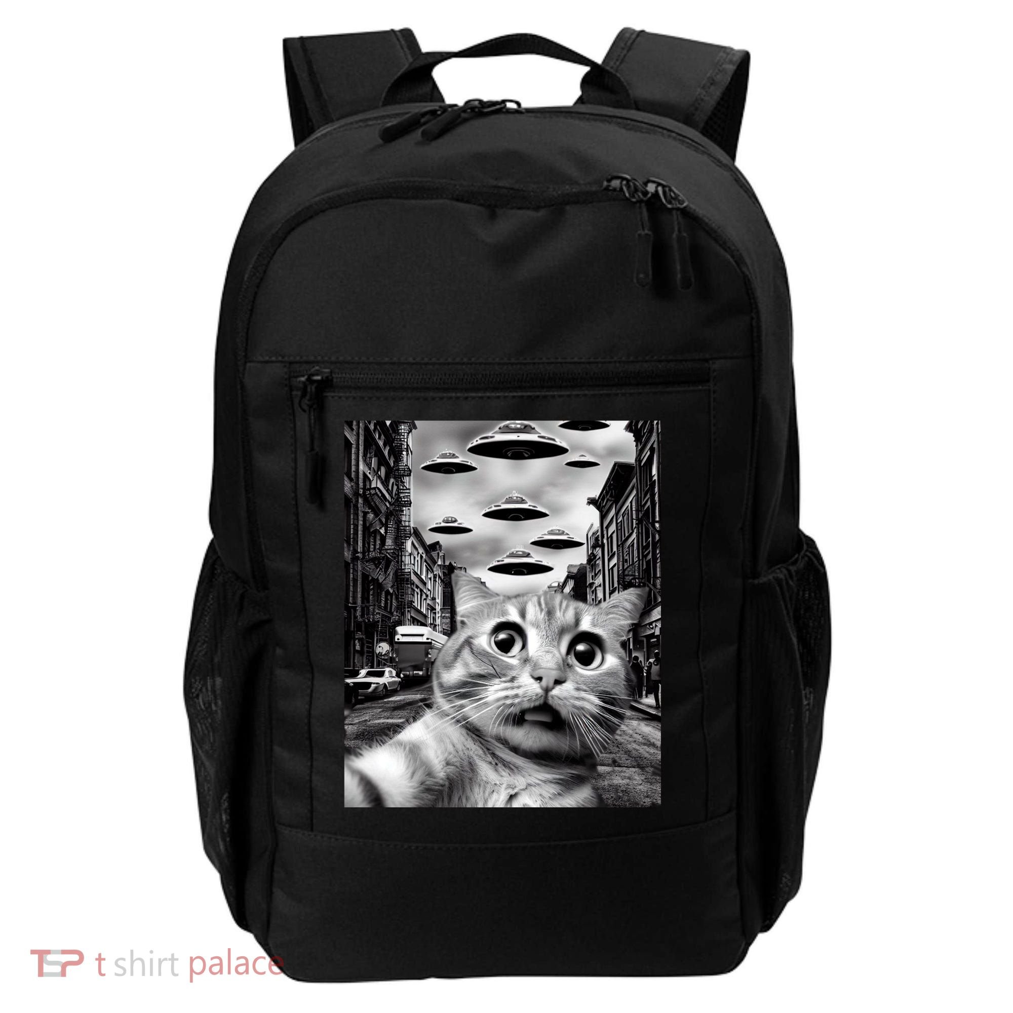 Alien UFO Funny Cat Selfie Backpack