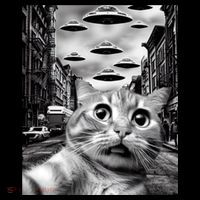 Alien UFO Funny Cat Selfie Coffee Mug thumb 5