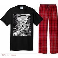 Alien UFO Funny Cat Selfie Pajama Set thumb 0