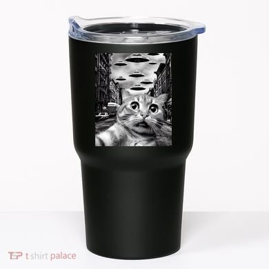 Alien UFO Funny Cat Selfie Tumbler