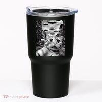 Alien UFO Funny Cat Selfie Tumbler thumb 0
