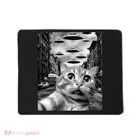 Alien UFO Funny Cat Selfie Mousepad thumb 0