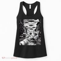 Alien UFO Funny Cat Selfie Women's Tank Top thumb 0