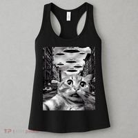 Alien UFO Funny Cat Selfie Women's Tank Top thumb 3