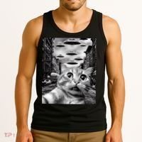 Alien UFO Funny Cat Selfie Tank Top thumb 3