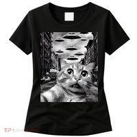Alien UFO Funny Cat Selfie Women's T-Shirt thumb 0