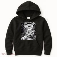 Alien UFO Funny Cat Selfie Kids Hoodie thumb 0