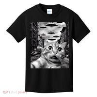 Alien UFO Funny Cat Selfie Kids T-Shirt thumb 0