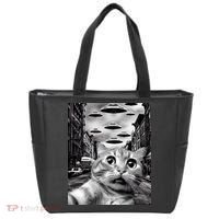 Alien UFO Funny Cat Selfie Tote Bag thumb 0