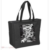 Alien UFO Funny Cat Selfie Tote Bag thumb 2