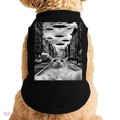 Alien UFO Funny Cat Selfie Doggie Tank