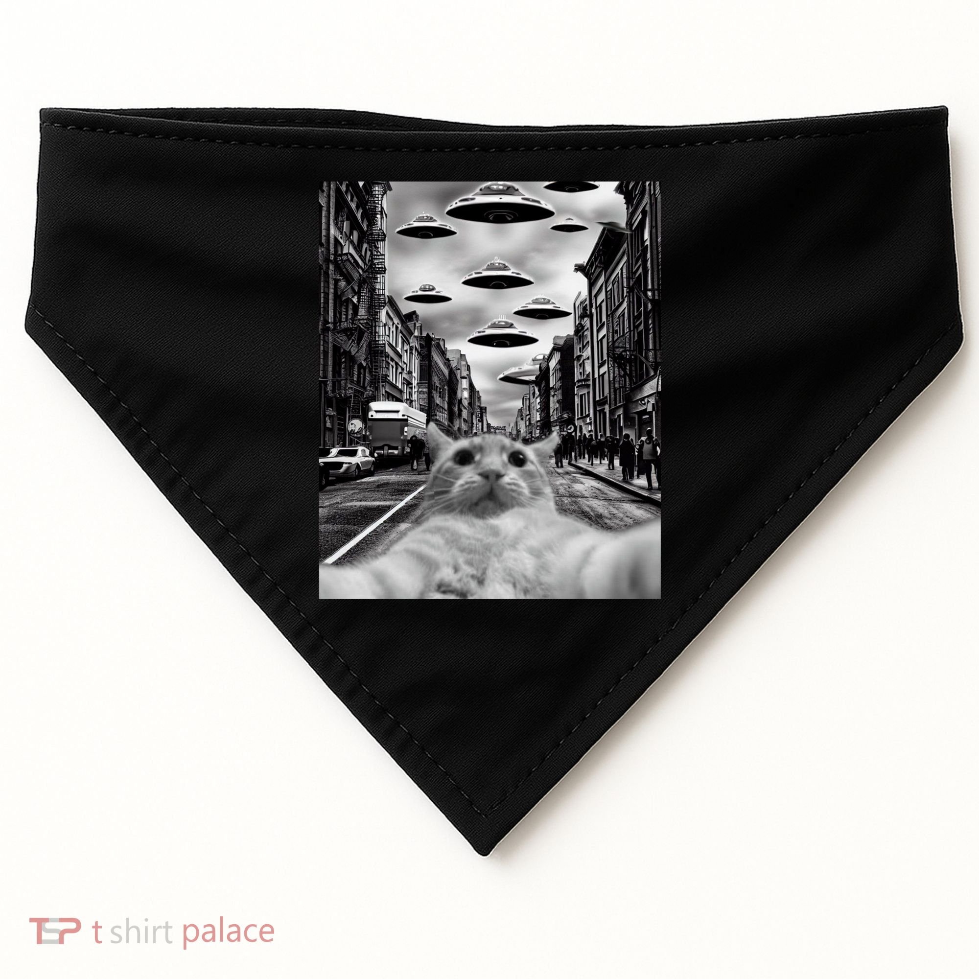 Alien UFO Funny Cat Selfie USA-Made Doggie Bandana