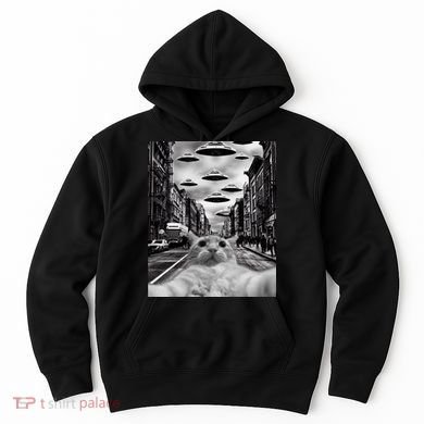 Alien UFO Funny Cat Selfie Hoodie