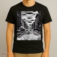 Alien UFO Funny Cat Selfie T-Shirt thumb 3