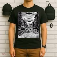 Alien UFO Funny Cat Selfie T-Shirt thumb 6