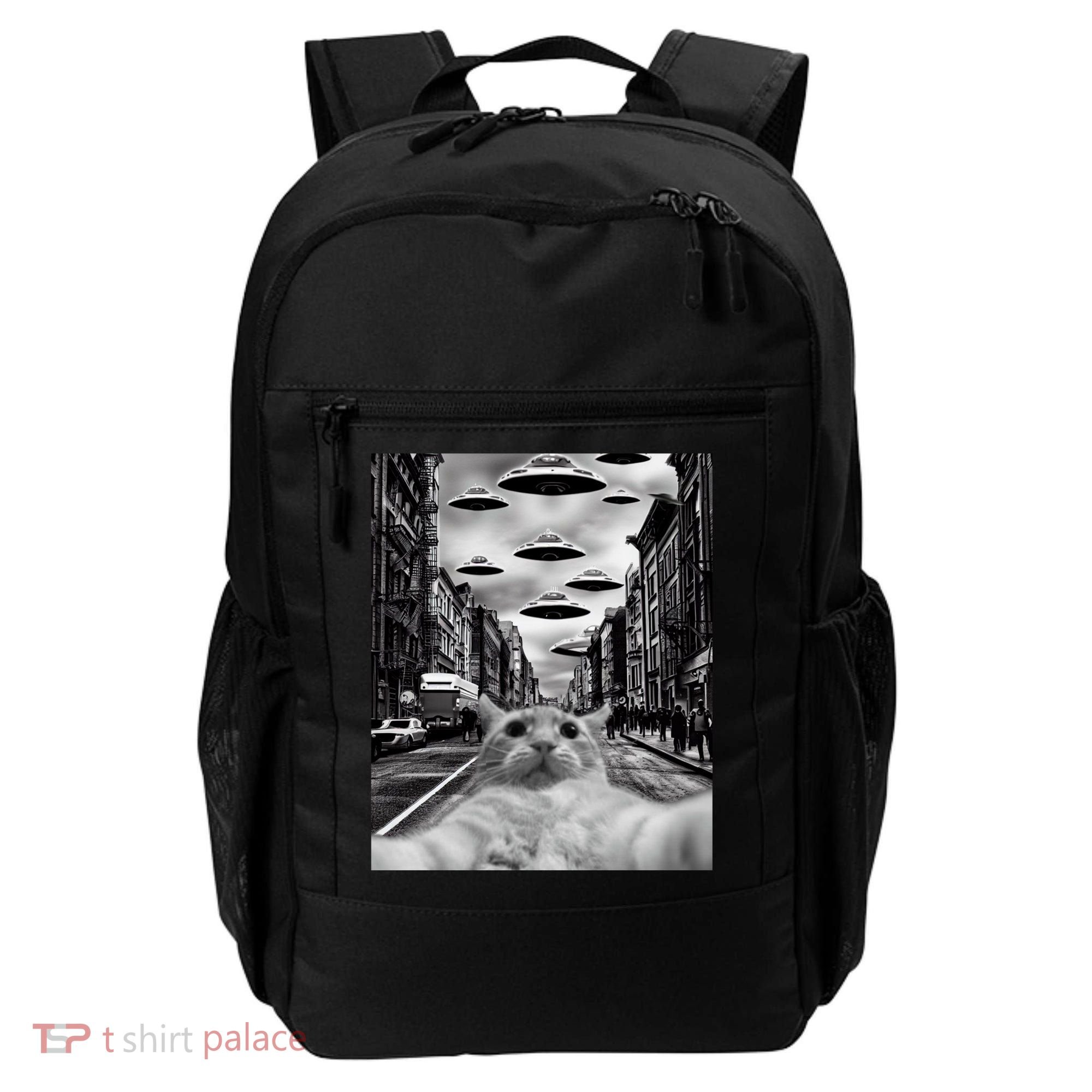 Alien UFO Funny Cat Selfie Backpack