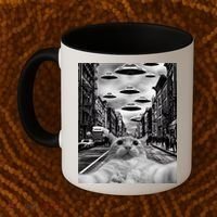 Alien UFO Funny Cat Selfie Coffee Mug thumb 2