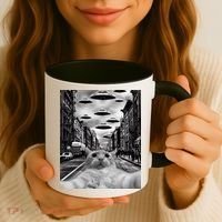 Alien UFO Funny Cat Selfie Coffee Mug thumb 3