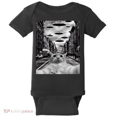 Alien UFO Funny Cat Selfie Baby Bodysuit