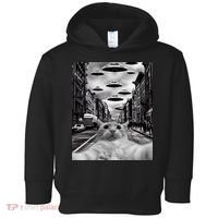 Alien UFO Funny Cat Selfie Toddler Hoodie thumb 0