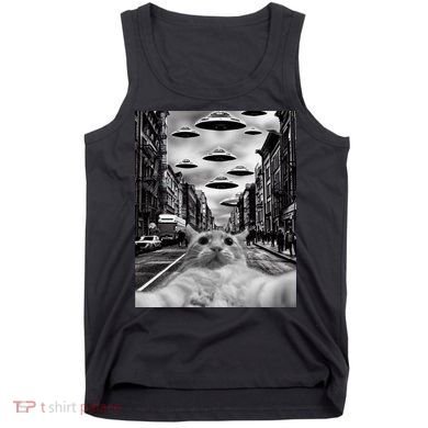 Alien UFO Funny Cat Selfie Tank Top