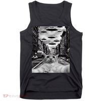 Alien UFO Funny Cat Selfie Tank Top thumb 0