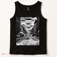 Alien UFO Funny Cat Selfie Tank Top thumb 2