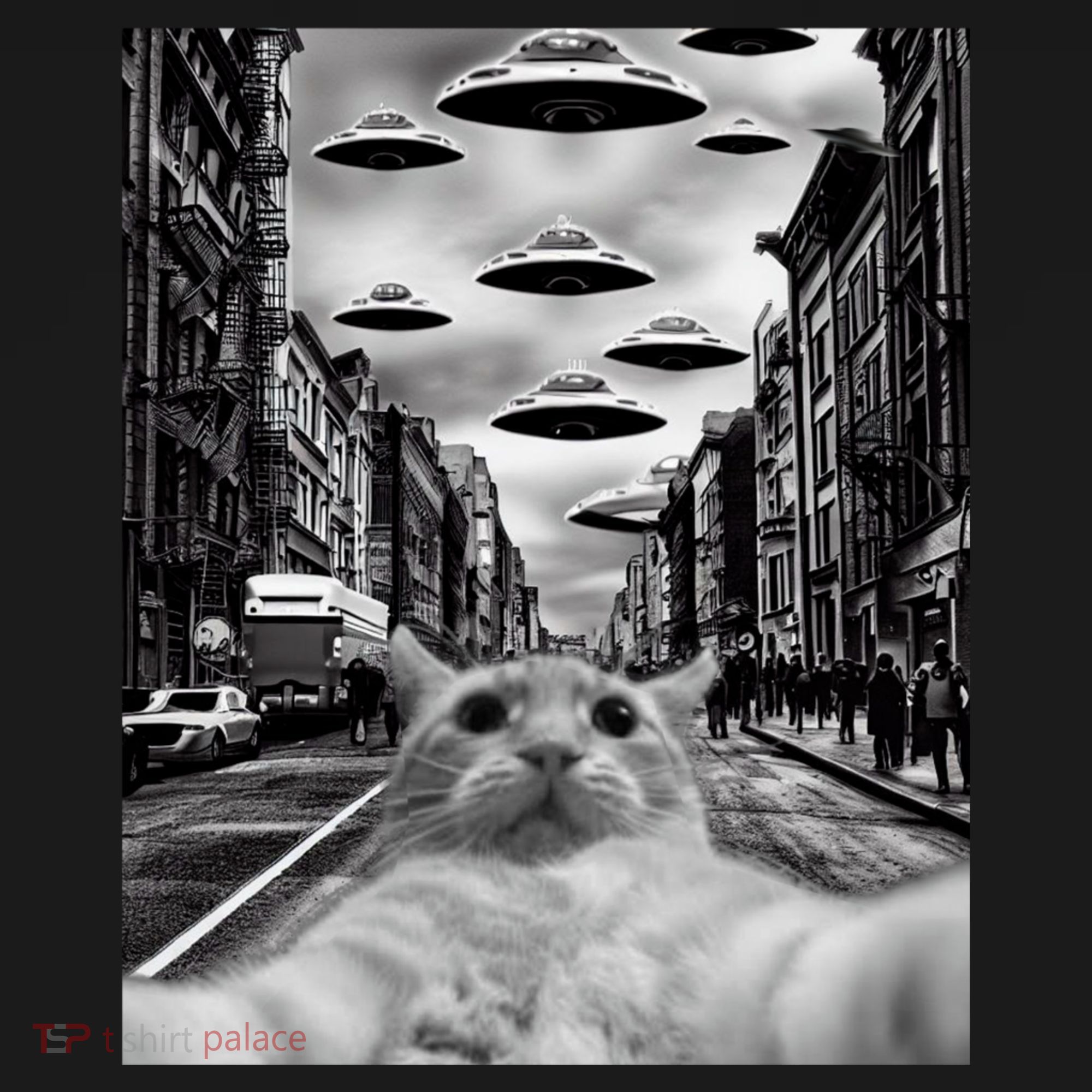 Alien UFO Funny Cat Selfie Tank Top
