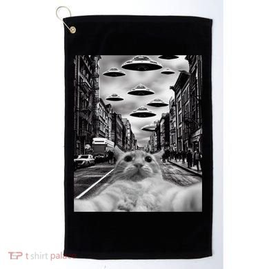 Alien UFO Funny Cat Selfie Golf Towel