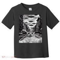Alien UFO Funny Cat Selfie Toddler T-Shirt thumb 0