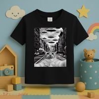 Alien UFO Funny Cat Selfie Toddler T-Shirt thumb 3