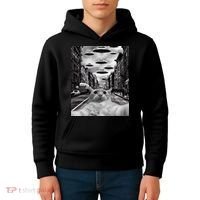 Alien UFO Funny Cat Selfie Kids Hoodie thumb 4
