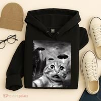 Alien UFO Funny Cat Selfie Hoodie thumb 4