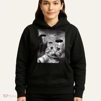 Alien UFO Funny Cat Selfie Hoodie thumb 5