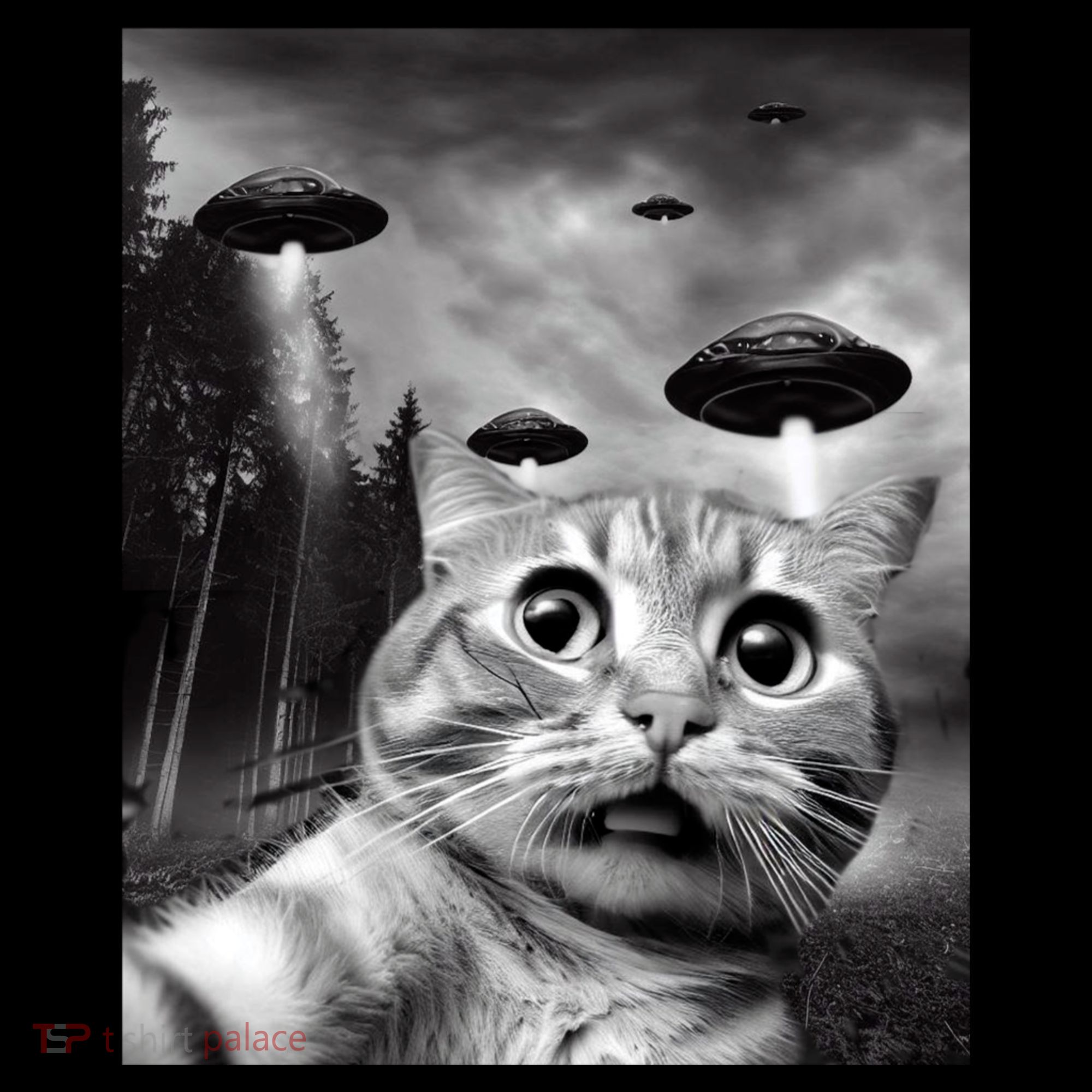 Alien UFO Funny Cat Selfie Long Sleeve Shirt