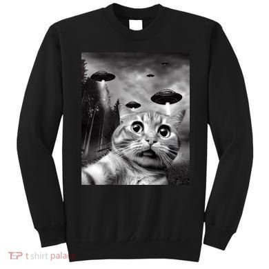Alien UFO Funny Cat Selfie Sweatshirt