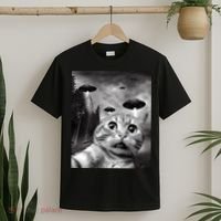 Alien UFO Funny Cat Selfie T-Shirt thumb 2