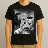 Alien UFO Funny Cat Selfie T-Shirt thumb 3