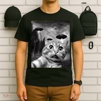 Alien UFO Funny Cat Selfie T-Shirt thumb 6