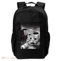 Alien UFO Funny Cat Selfie Backpack thumb 0
