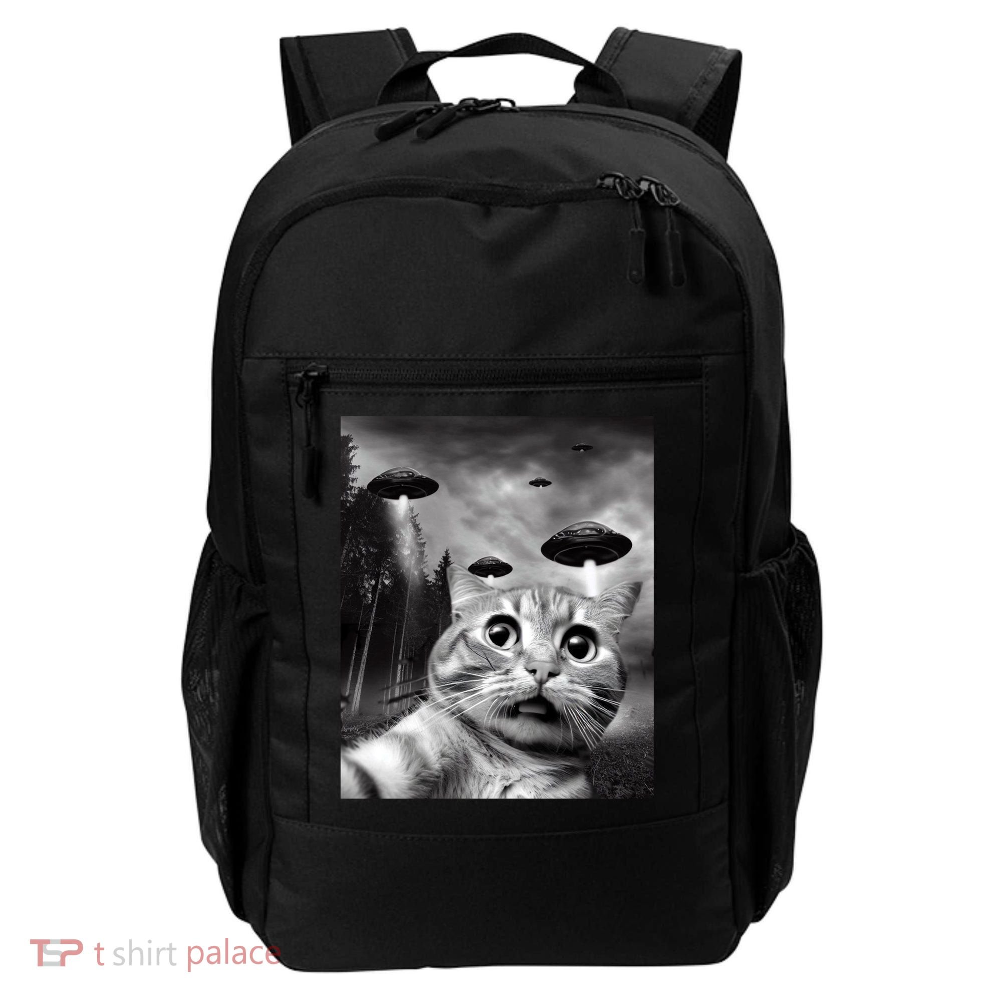 Alien UFO Funny Cat Selfie Backpack