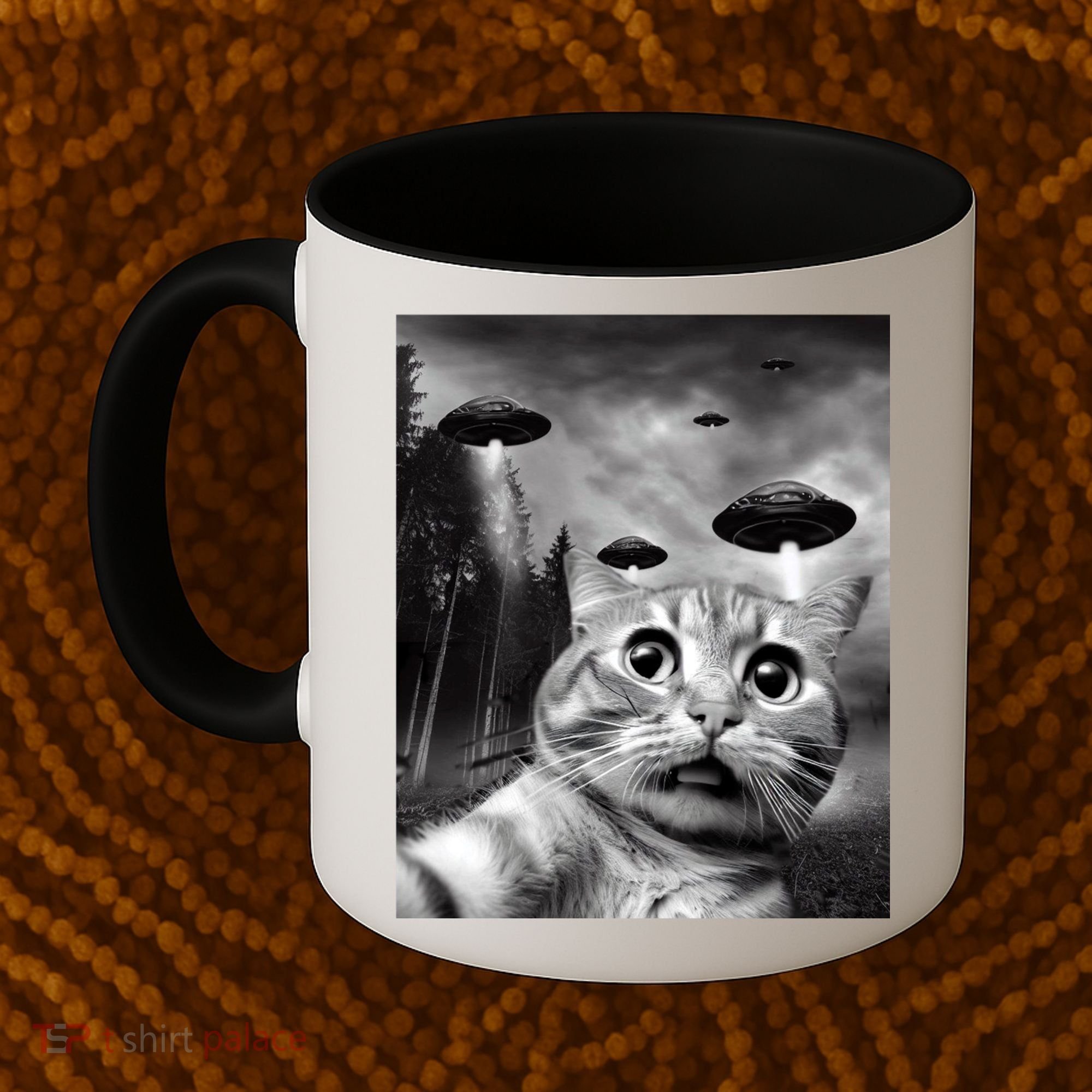 Alien UFO Funny Cat Selfie Coffee Mug